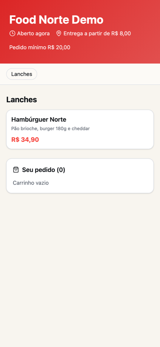 Cardápio público do restaurante no celular